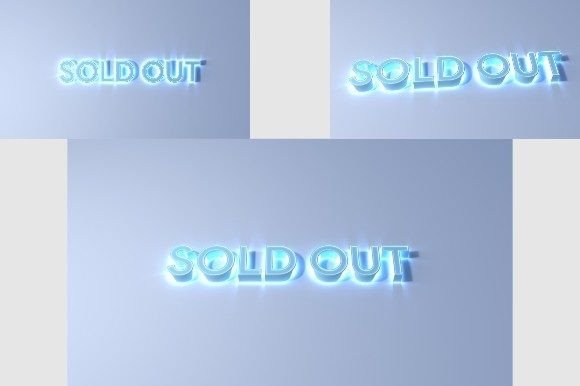 Download Sold out Text Blue Color Neon Effect JPG - Text Collection