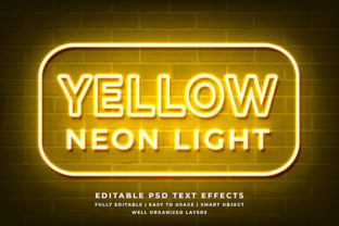 Download Yellow Neon 3d Text Effect Mockup - Text Collection
