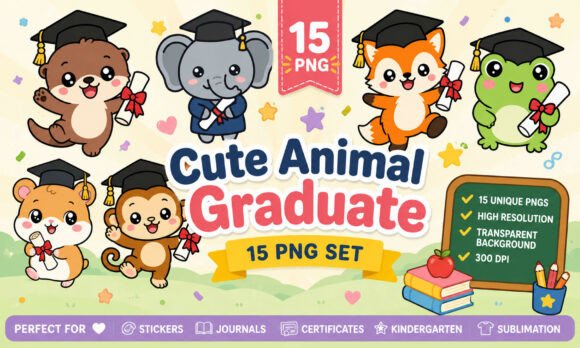 Download Cute Animal Graduate PNG Clipart Bundle - Animal Collection