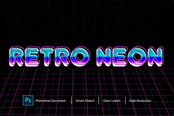 Download Retro Neon Text Effect Layer Style - Text Collection
