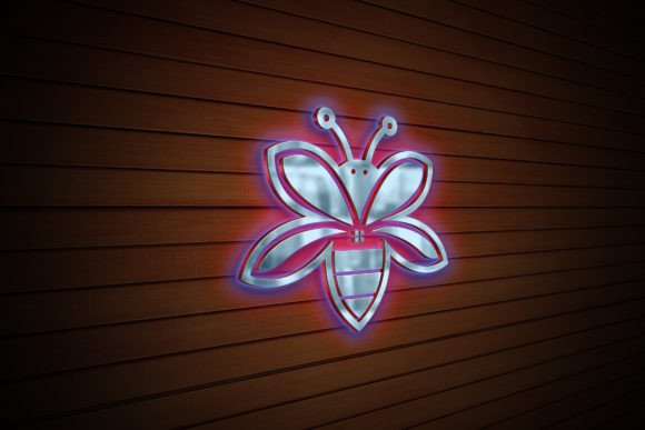 Download Wood Texture Neon Logo Effect Mockup - Text Collection