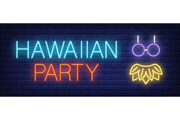 Download Hawaiian Party Neon Text with Leaf Skirt - Text Collection