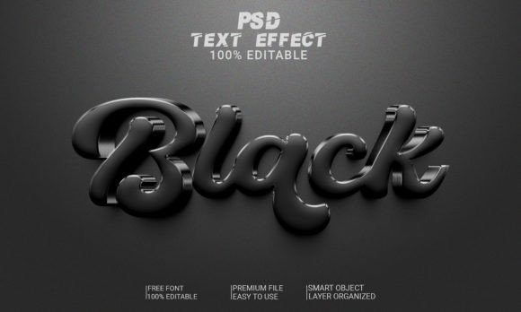 Download Black 3D Text Effect PSD File - Text Collection