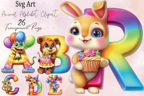Download Cute Animal Alphabet Clipart PNG Bundle - Animal Collection