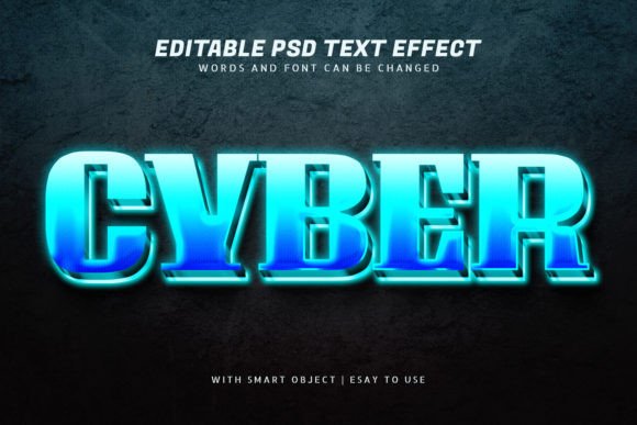 Download Cyber 3d Blue Glow Text Effect Editable - Text Collection